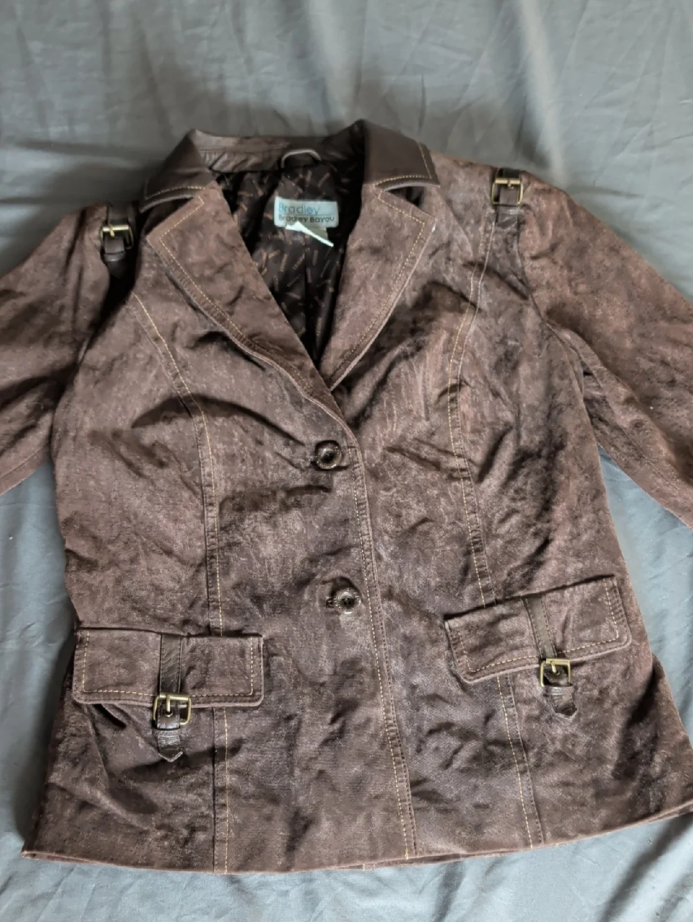 Bradley Bayou XS Leather Women's Blazer with Buckle Trim - Picture 1 of 10